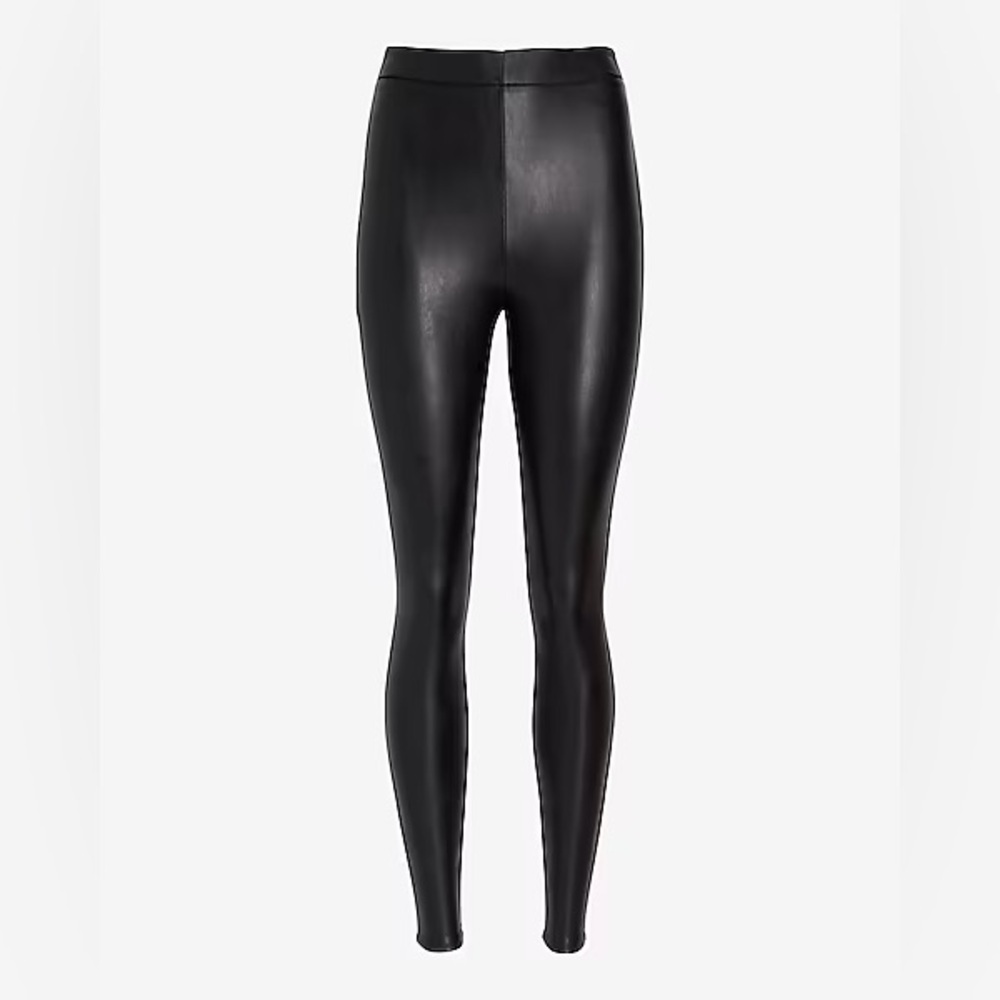 Super Stretch High Waisted Faux Leather Black Leggings Express Women’s Size XS - Picture 3 of 13